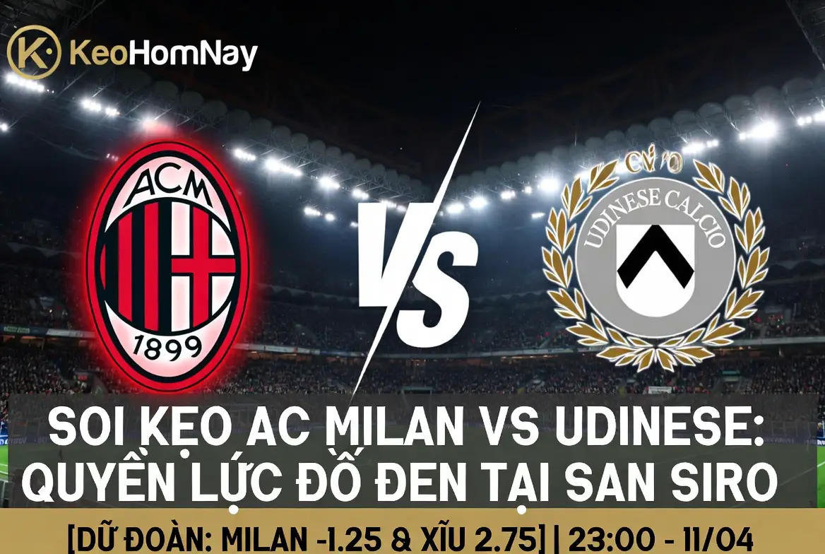 Nhận định AC Milan vs Udinese (23h00, 11/4): Quyền lực Đỏ - Đen áp đảo tại San Siro